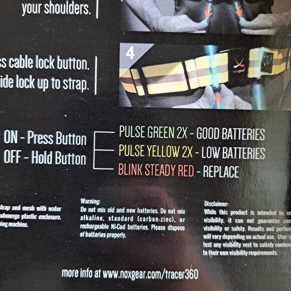 Noxgear Tracer360 Visibility Vest M/L Running Illuminating Reflective Battery - Picture 3 of 16